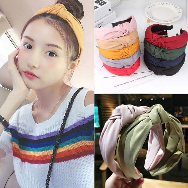 

ladies soft knotted flamingo headband bow hairband women solid color hair hoop headwear clips accessories ornaments1