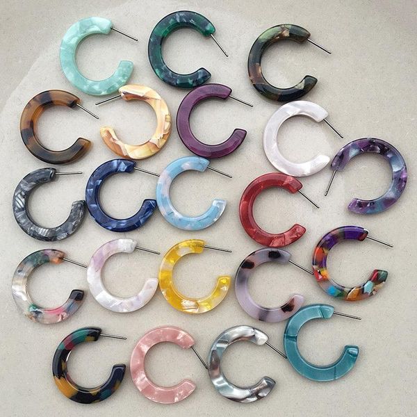

hoop & huggie ujbox 21 colors acetate earrings for women green wedding prom acetic acid jewelry accessories gift wholesale, Golden;silver