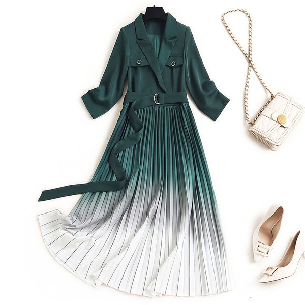 

dress fashion designers dressed in spring elegant woman inlaid midi collar fitted blazer dressing office party robe femme, Black;gray