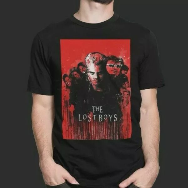 

the lost boys t-shirt vampire chinese jap retro poster film movie action classic, White;black