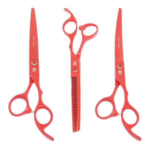 

hair scissors purple dragon dogs grooming kit forceps japan 440c 7.0" pet straight curved cutting shears 6.5" thinning tesoura b00