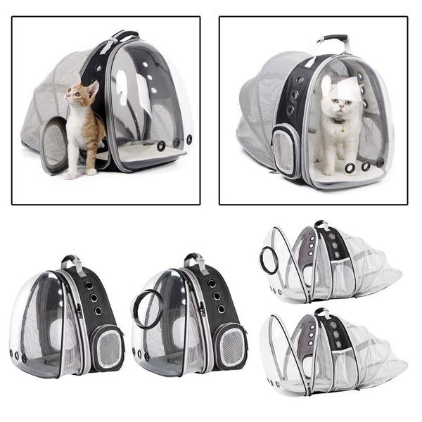 

cat carriers,crates & houses expandable backpack carrier, front back extend space clear bubble pet carry bag tote tent for small dog