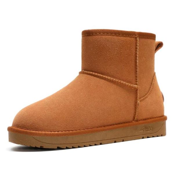 

boots australia snow women genuine cowhide leather ankle warm winter woman shoes non-slip rubber botas mujer, Black