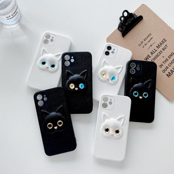 

cell phone pouches 3d kitty eyes case for 11 pro max xr 7 8 plus 12 x xs silicone cute glitter cat back cover se2