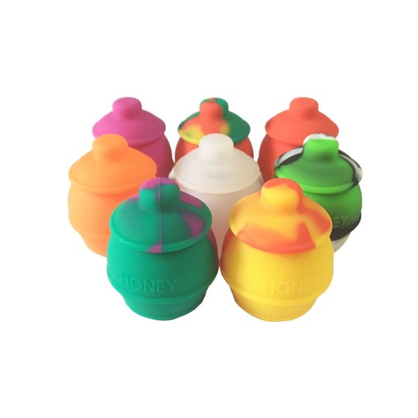 

sample silicone jar dab container 35 ml honey bee pot silicon containers oil holder vaporizer 1 piece