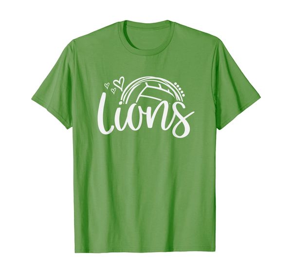 

volleyball lions school sports fan team spirit t-shirt, White;black