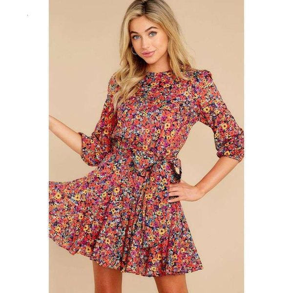 

neck dresses round casual floral lace up fresh and sweet short dress, Black;gray