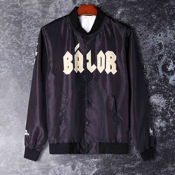 

et men's korean fashion autumn and winter new coat handsome student loose baseball suit printable, Black