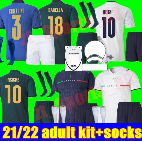 

2021 2022 italy soccer jersey men kit chiesa 21 22 italia maglie da calcio verratti jorginho romagnoli immobile football shirts sets, Black