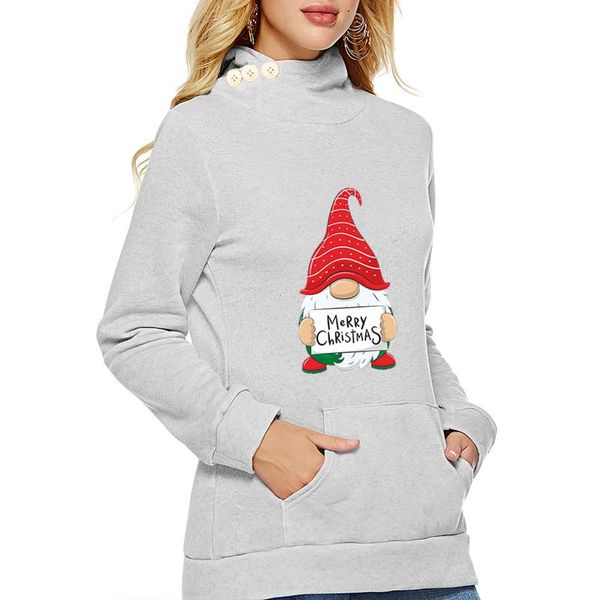 

women's hoodies & sweatshirts merry christmas fashion hoodie printing long sleeve pocket casual pullover ladies korean clothes, Black