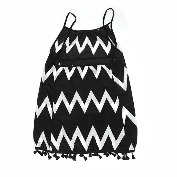 

women's swimwear summer chiffon beach dress 2021 female wavy strip midi graceful braces shoulder fashion lady tassel hem, White;black