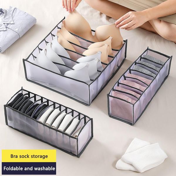 

storage bags underwear box drawer type mesh socks finishing household folding separated bra
