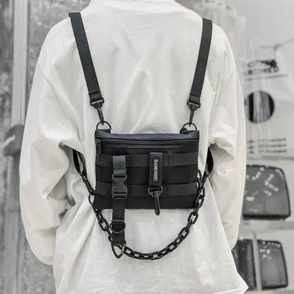 

backpack men multifunction chest bag with plastic chain tactical phone man vintage crossbody bags reflective