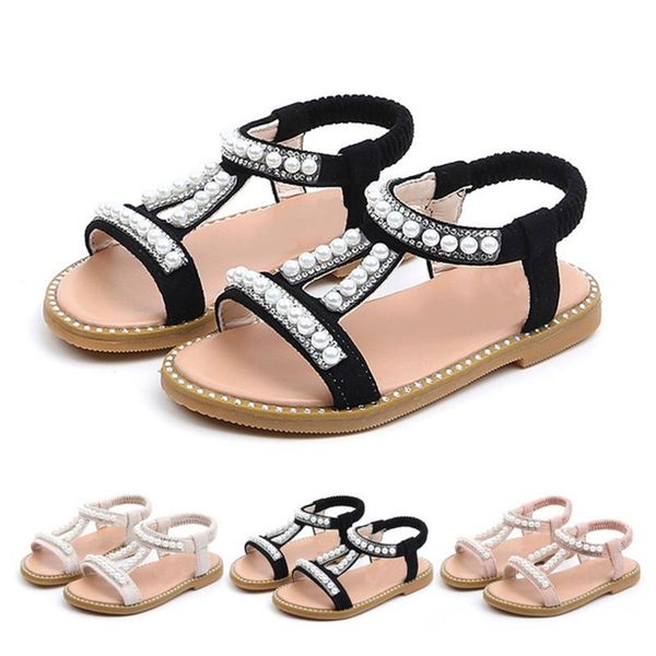 

sandals summer baby girls shoes toddler infant kids pearl crystal single princess roman for children girl black, Black;red