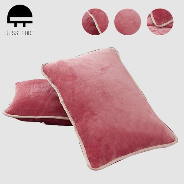 

1/2 pcs solid color flannel soft warm pillowcase 48x74cm sofa bedroom cushion cover for children cartoon print sleep pillow case