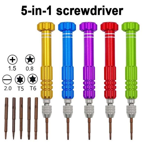 

hand tools 5-in-1 aluminum alloy screwdriver cellular phone disassembly precision repair tool set for 4 5 6 6s samsung galaxy