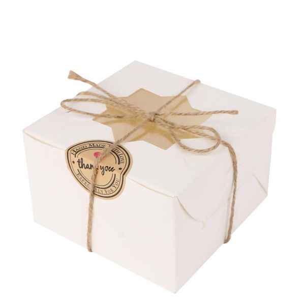 

gift wrap 20pcs 4x4x2.5 small bakery boxes with window cookie treat white paper cardboard for pastry, mini cake
