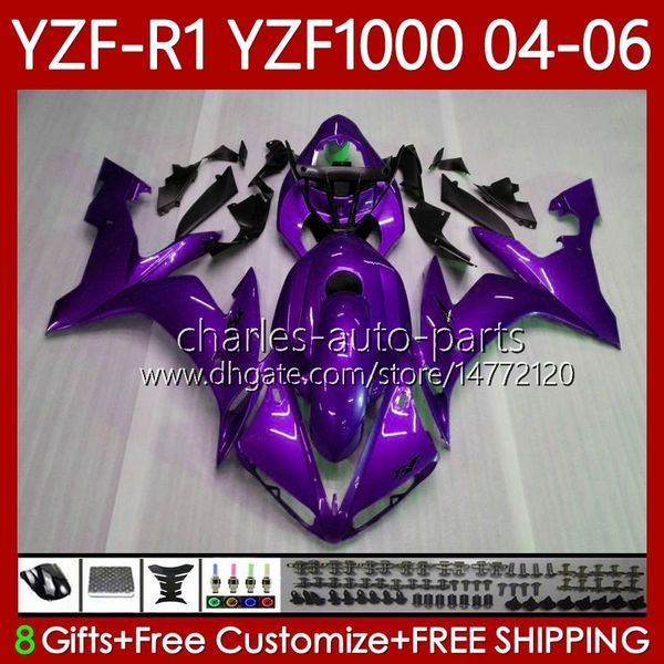 Verkleidungsset für Yamaha YZF-R1 YZF R 1 1000 Hot Purple CC YZF1000 YZFR1 04 05 06 Karosserie 89Nr