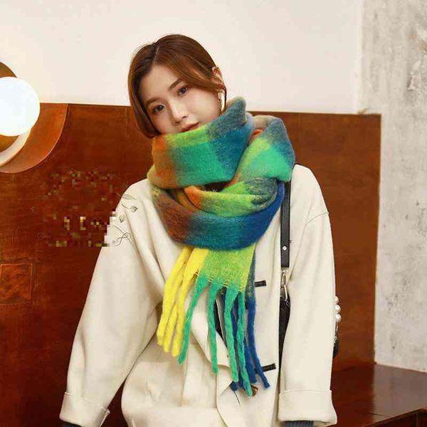 

new 2021 men and winter warm shawl women cashmere imitation scarf, Blue;gray