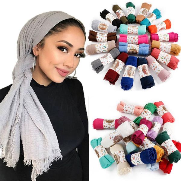 

scarves 180x90cm wholesale 100pcs classic simple easy classy crinkle crimp cotton turban hijab shawls women muslim scarf, Blue;gray
