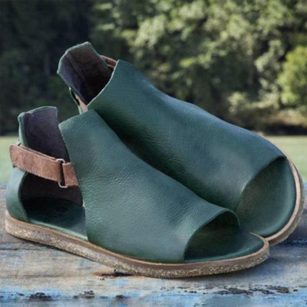 

womens ankle strap buckle flat sandals open toe fashion shoes for summer girls hsj88, Black