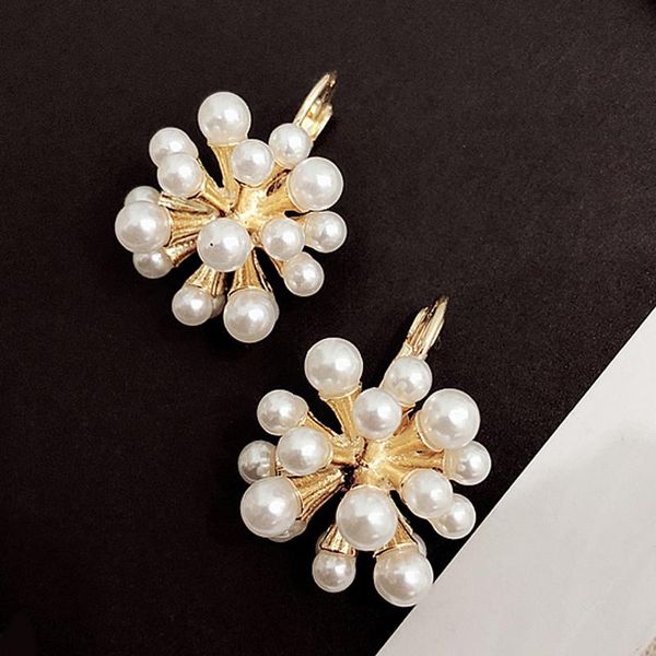 

dangle & chandelier moonrocy gold color imitation pearl earring jewelry flower vintage wholesale for women girls gift drop, Silver