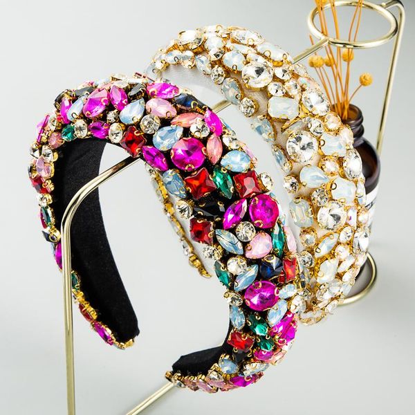 

hair clips & barrettes 2021 fashion super sparkle baroque crystal headband women's luxury rhinestone filled band accessories, Golden;silver