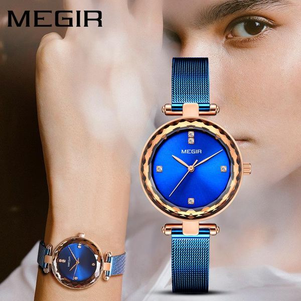 

wristwatches megir women watch 4211 fashion elegant ladies dress bracelet simple waterproof quartz lady blue watches relogio feminino clock, Slivery;brown