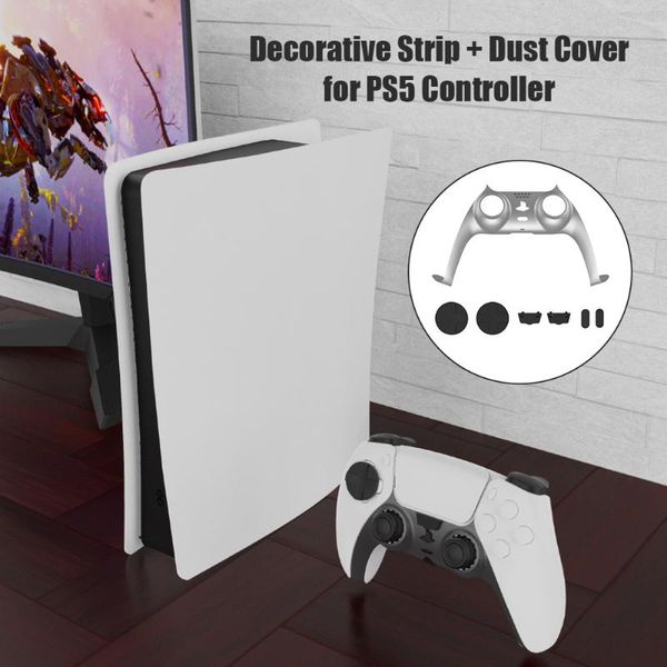 

for ps5 game controller decorative strip cover + built-in mic speaker dust plugs handle controllers & joysticks