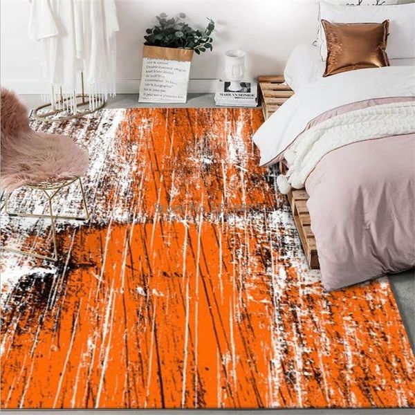 

carpets 200*300cm fashion modern light luxury abstract oil painting orange kitchen living room bedroom bedside carpet floor mats