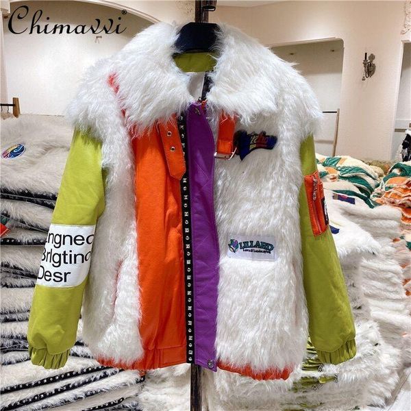 

women's fur & faux 2021 winter thick warm short tuscan lamb coat ladies motorcycle fashion young streetwear integrated jacket, Black