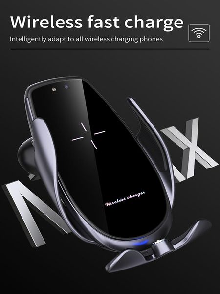 

magnetic charging port smart infrared electric induction clamp arm automatic car air outlet mobile phone holder cell mounts & hol holders