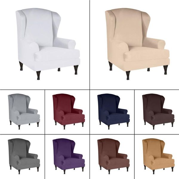 

elastic wingback armchair slipcover wing chair solid stretch spandex funiture protector sofa cover covers