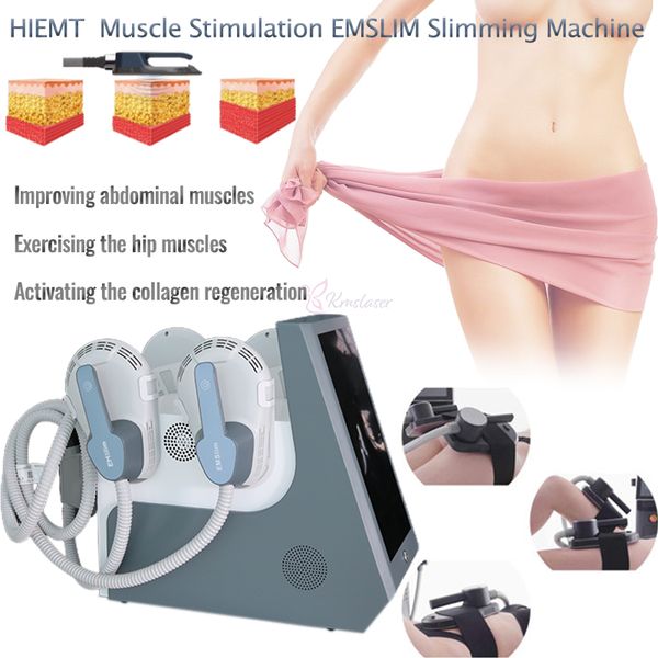 Emslim máquina Hi-EMT Body Shaping Electromagnético Muscle Stimulation Fat Burn Massage Equipamento de beleza com 4 alças