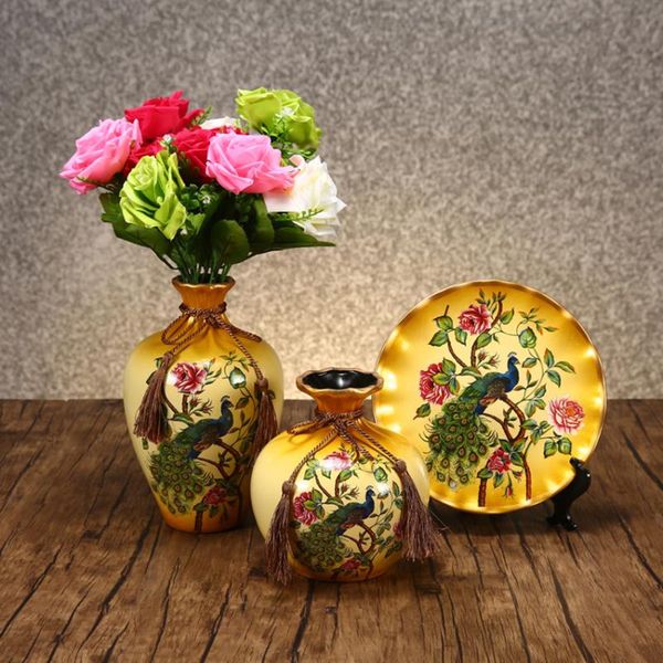 

vases 3pcs / set jingdezhen ceramic vase vintage chinese style animal fine smooth surface home decoration furnishing articles