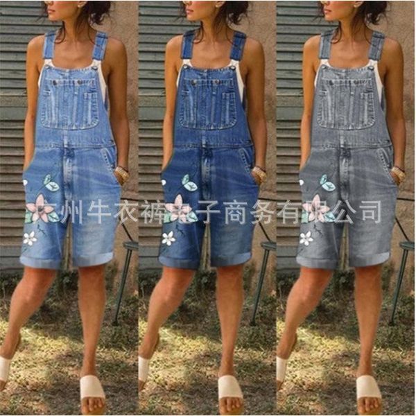 

women's jeans factory direct selling wish express pants printed thin, Blue