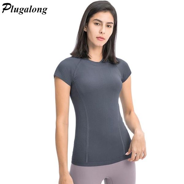 

yoga outfit bodycon patchwork sports gym women fitness tshirt woman short sleeve shirts sportswear clothings o-neck t