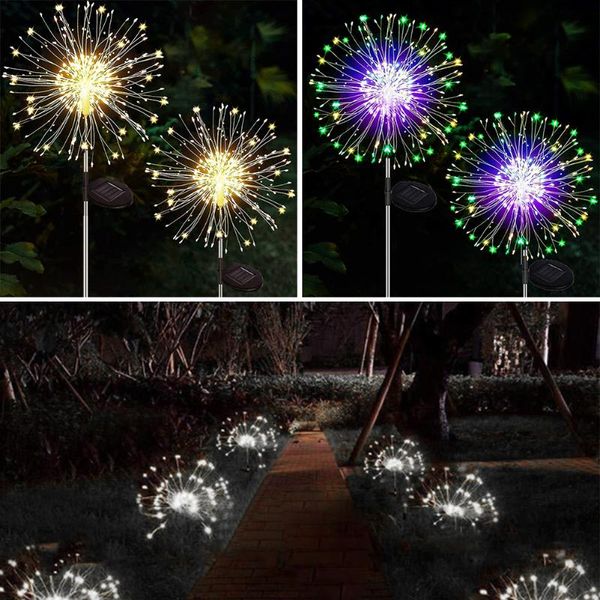 

solar fireworks light lawn garden string outdoor waterproof diy dandelion decor lamp for patio christmas lamps