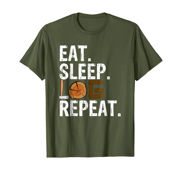 

eat sleep log repeat tree logger lumberjack gift t-shirt, White;black
