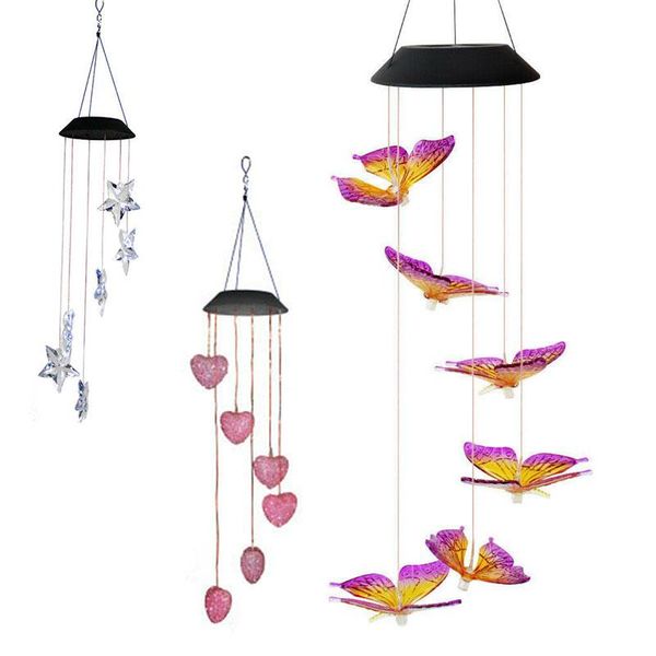 

outdoor decor changing hanging solar powered garden yard wind chimes led light decorative objects & figurines