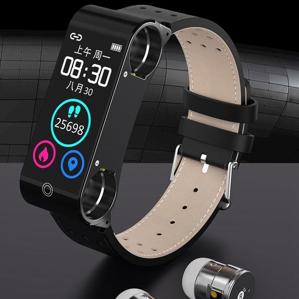 

sports watch 1.14inch screen 5.0 rechargeable heart rate smart bracelet with wireless earphones wristbands