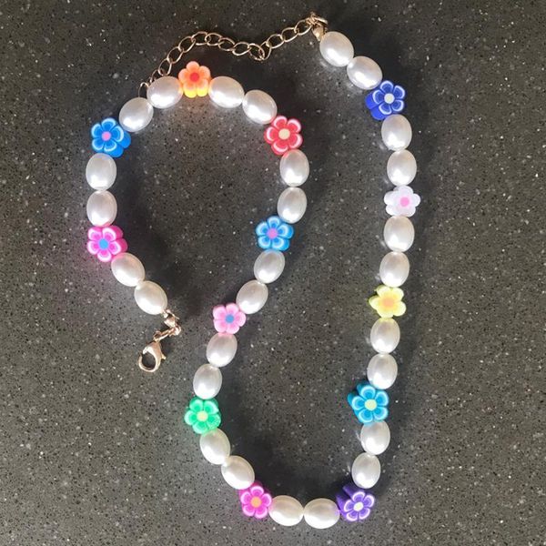 

chokers elegant korean imitation pearl necklace for women sweet cute girls colorful beads pendant choker 2021 boho jewelry, Golden;silver