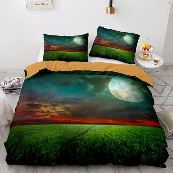 

bedding sets space galaxy aurora sunset glow set single twin full  king size sky stars tree bed aldult kid duvetcover 03