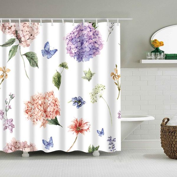 

hydrangea flower bathroom curtain shower drop waterproof curtains