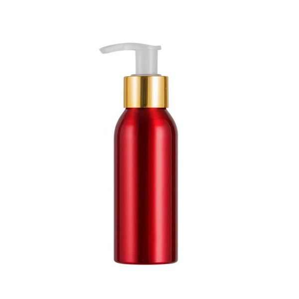 

storage bottles & jars 100ml red aluminum bottle left and right switch pump packing empty emulsion shower gel facial cleanser 10pcs/lot