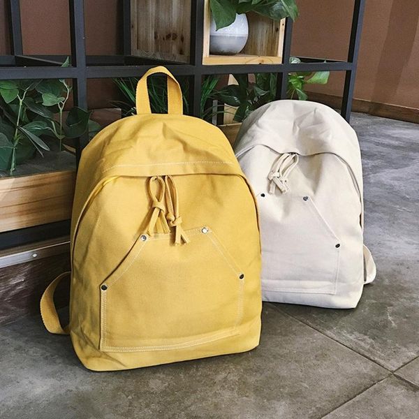 

backpack candy colour female bag yellow balck canvas shoulder for lady women large capacity backbag korean fashion mochila