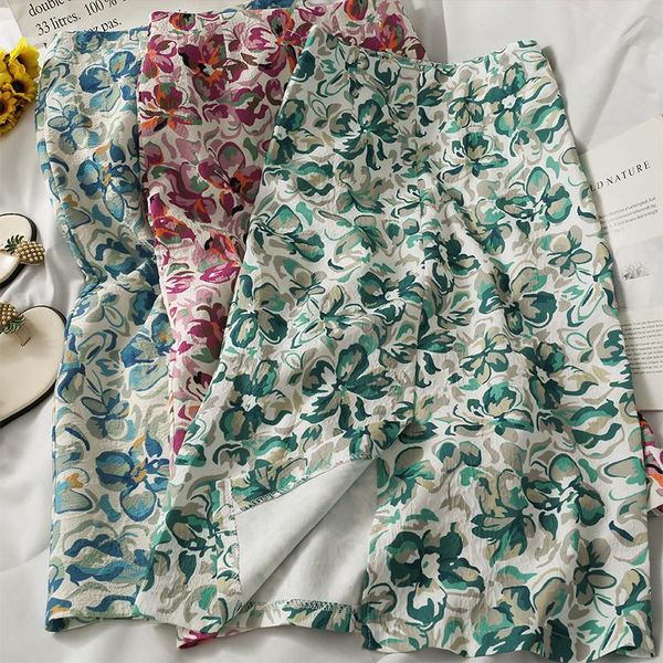 

spring women print slit skirt skirts, Black