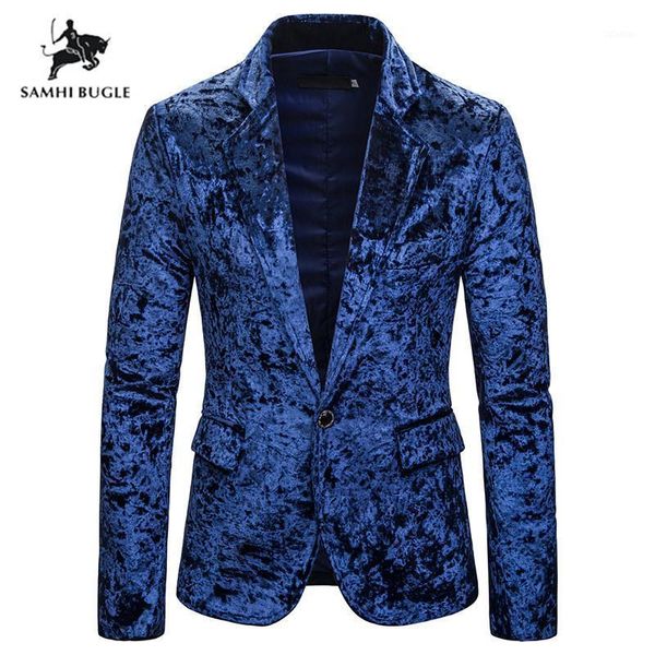 

men's suits & blazers autumn winter diamond velvet blue fashion leisure suit jacket wedding groom singer slim fit blazer hombre masculi, White;black