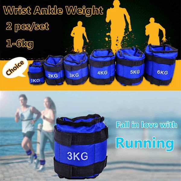 

adjustable 1-4kg body building resistance bands ankle strap buckle gym fitness multi thigh leg wrist sand running support, Blue;black