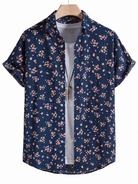 

men random ditsy floral print shirt without tee f8c0#, White;black
